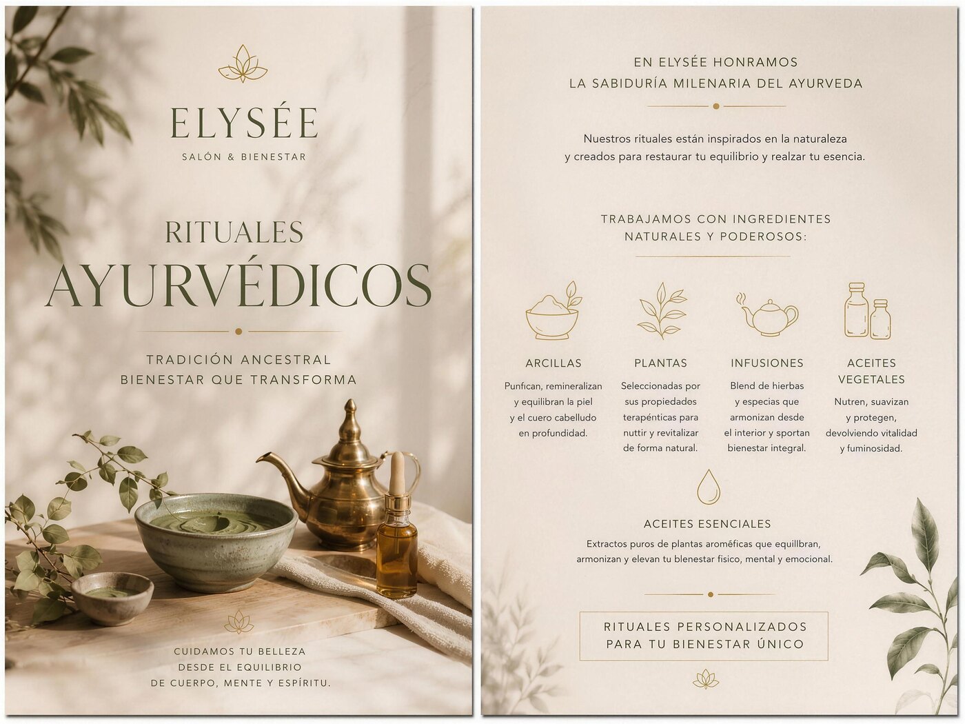 Lámina de ELYSÉE sobre los rituales ayurvédicos y sus ingredientes